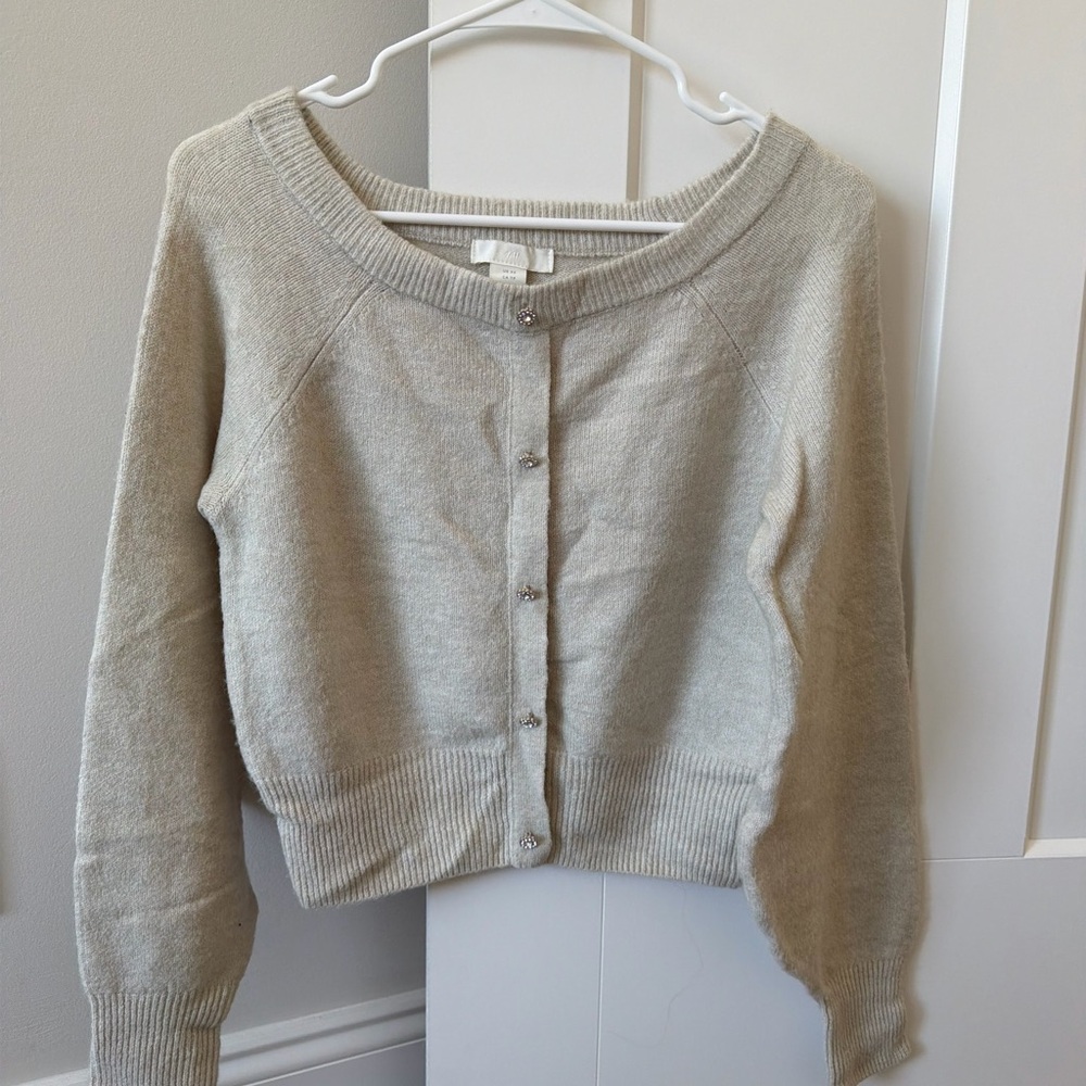 H&M Beige Button-Up Cardigan